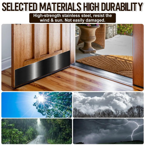 Two Pack Brushed Steel Door Kick Plates Self Adhesive Bottom Guards Dead Simple Peel And Stick Install Rock Solid Scuff Protection Zero Drilling Mess For Busy Front Doors And Everyday Living