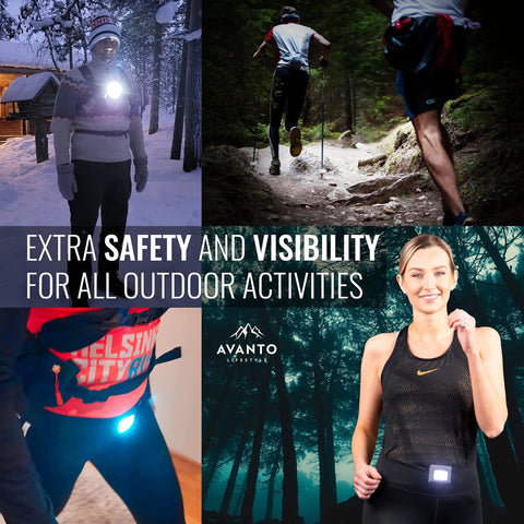 Magnetic Running Light 300 Lumen Rechargeable Clip On Safety Floodlight in various outdoor settings for nighttime visibility