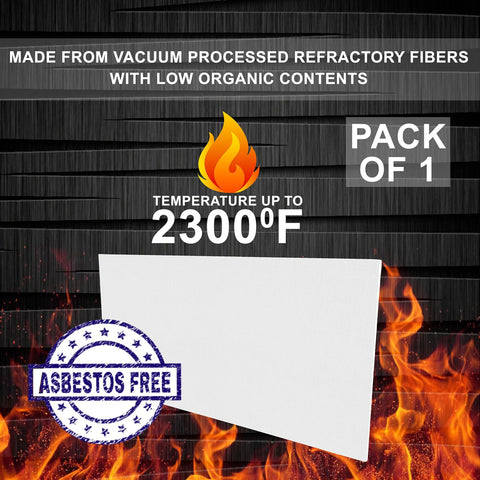 White ceramic fiber insulation board; asbestos-free; pack of 1; heat resistant up to 2300°F.