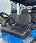 Smooth Operator Six Passenger Electric Golf Cart With Custom Paint Jobs 48V 105ah Lithium Battery 4kw Motor Front Disc Brakes Easy Cruise Control And Large Touchscreen seats and steering wheel