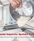 Flex Edge Beater For 6 Qt Bowl-Lift Stand Mixer With Double Silicone Edge in use, scraping dough from bowl