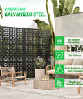 Heavy Duty Outdoor Privacy Screen Freestanding Portable Metal Panels For Deck Balcony Garden And Indoor Use 72 Inch High 46 Inch Wide With Stand Creates Immediate Privacy And Simple Room Dividers in a garden setting