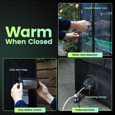 Mini Indoor Greenhouse With 18W T8 Grow Lights And Digital Thermo Hygrometer, 27 By 15 By 70 Inches Smart Grow Tent details