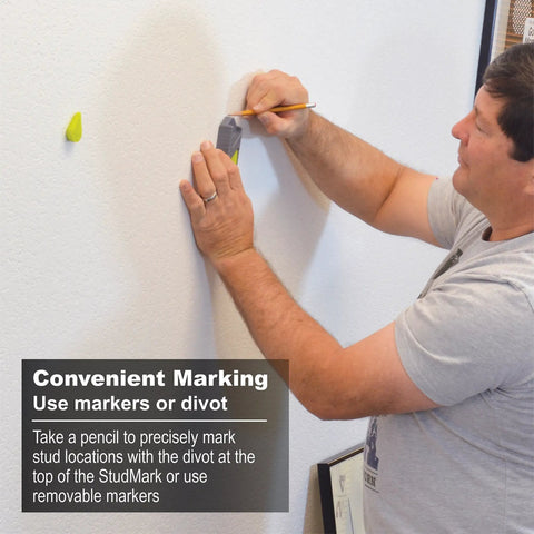 Man using Magnetic Stud Finder With Two Removable Markers Lets You Mark Up To Three Stud Locations No Batteries Needed Updated 2020