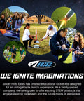 Big Bertha Rocket Building Kit For Ages 10 Plus shown with children assembling and launching rockets outdoors for STEM activities.