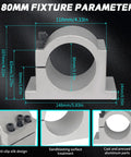 80mm spindle mount clamp dimensions with anti-slip design for 2.2KW 220V Air Cooled Spindle Motor With ER20 Collet, CNC Router Machine