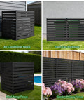 Outdoor Privacy Screens 42 Inch High By 38 Inch Wide Three Panels Black Metal Fence Panels for air conditioner and trash can enclosure