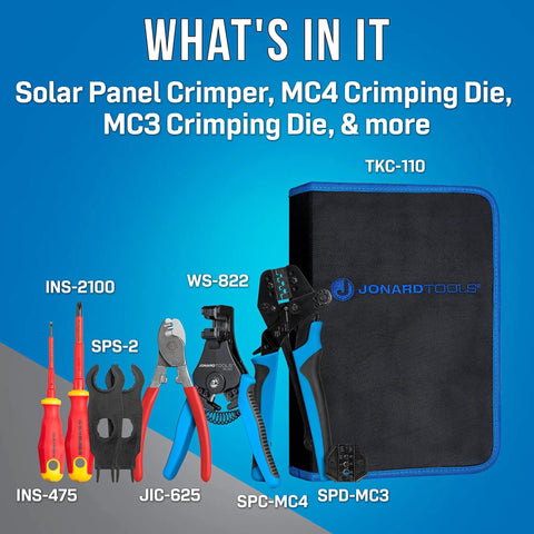 Pro Grade Solar Panel Crimping Tool Kit For MC3 MC4 Connectors With Included Spanners And Insulated Screwdrivers display
