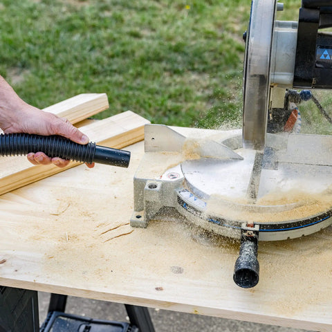 4 Gallon 4.0 Peak HP Wet Dry Shop Vacuum Grab-and-Go Portable With Wall Mount cleaning sawdust from miter saw