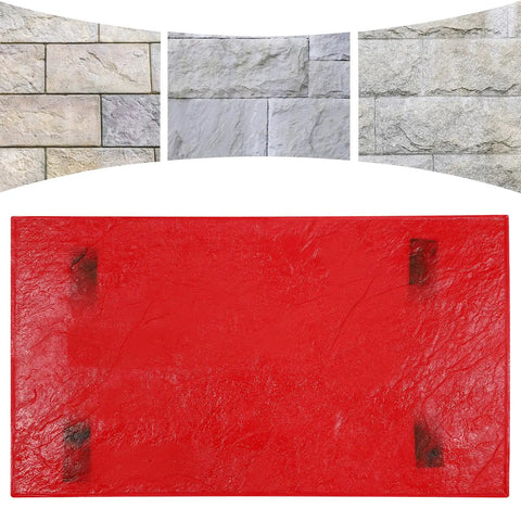 Lightweight Workhorse PU Concrete Stamp Mat With Handy Handles For Seamless Floor And Wall Stamping Cement Stamp Tool, red with slate stone texture, size 27.5 by 15.7 by 0.8 inches