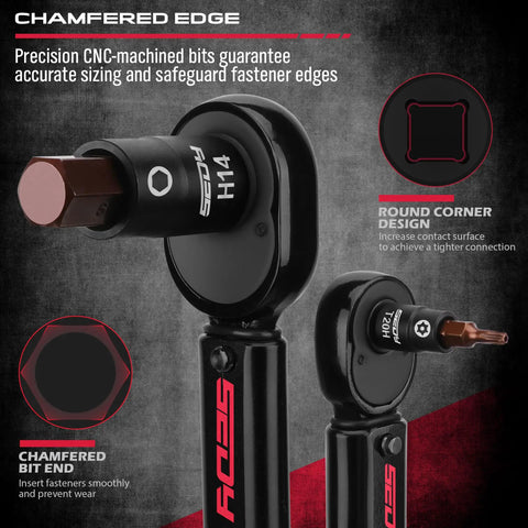 Pro Grade All In One 73 Piece Hex Torx Impact Socket Set close-up showing chamfered edge and round corner design.