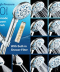 High Pressure 10 Setting Handheld Showerhead With Built In Filter Removes Chlorine Soothes Dry Skin Revives Hair Power Wash