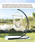 Caribbean Hammock Chair With 40-Inch Hardwood Spreader Bar And Soft-Spun Cotton Rope, displayed outdoors by a pond