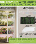 Indoor Greenhouse With Grow Light For Home Gardening, 4 Tier Mini Grow Tent With Zip PVC Cover, Includes Two Heat Mats And Four Dimmable Fifteen Watt Full Spectrum LED Strips With Spectrum Control, Space Saving Seedling And Plant Grow System
