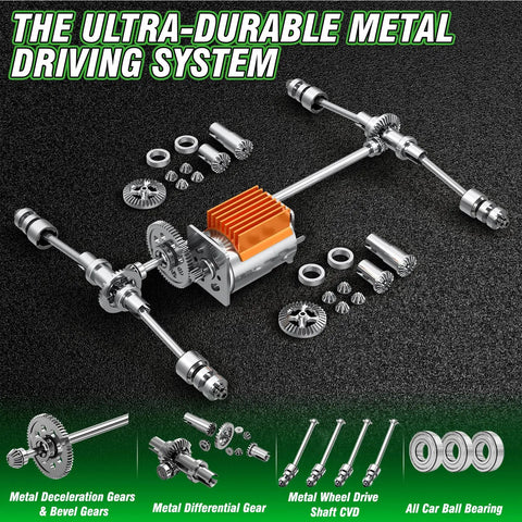 Metal driving system components for All Terrain RC Car For Adults And Boys The Beast 1:18 Scale 4WD Off Road Remote Control Truck.