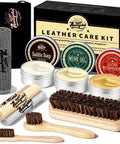 Premium Eleven Piece Leather Care Kit With Horsehair Brushes Rich Saddle Soap Conditioning Mink Oil Waterproofing Wax and accessories.