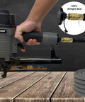 JACO 1/4 NPT air hose quick-connect plug and coupler kit, set of 12, shown on a pneumatic nailer with gray hose