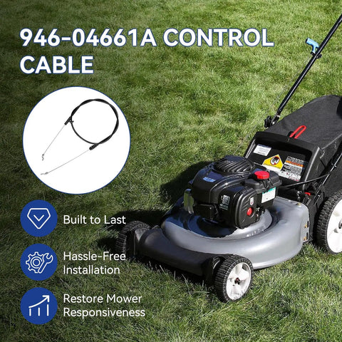 Replacement Control Cable For 21 Inch Gas Self Propelled Mowers Fits Troy Bilt Craftsman MTD Yard Machines 140cc 190cc Briggs Stratton Engines Plug And Play DIY Friendly Easy Install, black mower control cable