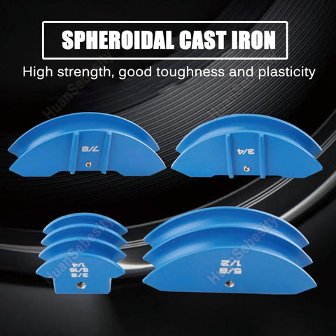 HuanSebesity Electric Pipe Bender For Copper Tube 1/4 To 7/8 Inches showing blue Spheroidal Cast Iron fittings for various sizes.