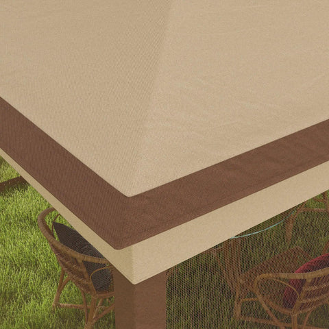 Close-up of 11x11 Pop Up Canopy Gazebo With Removable Screen Walls Instant Outdoor Shade Shelter For Backyard And Garden Portable Event Tent Khaki