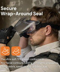 Person wearing All Day Comfort Full Face Safety Goggles With Detachable Lower Shield And Anti Fog Lens, Z87.1 Impact Protection