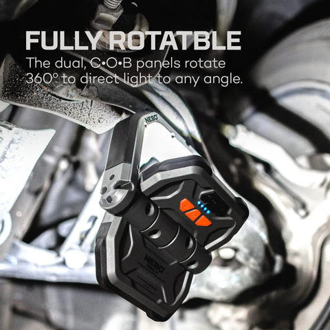 Omni 3K Rechargeable Work Light With 3000 Lumens, Six Modes, Rotating Magnetic Handles in action under a car engine