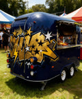 No Fuss Commercial Hot Dog Truck Trailer With Stainless Steel Catering Cart, Built In Grill, Fresh Water Tank, Power Supply System, Fully Equipped Mobile Kitchen Ready To Roll And Grind Daily at an outdoor festival.