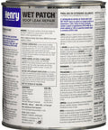 Henry Wet Patch Roof Leak Repair can showing product details and instructions on label for roof leak sealing.