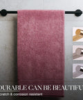 Matte Black 24 Inch Towel Bar Rack Heavy Duty Stainless Steel SUS 304 Wall Mounted Bathroom Kitchen Towel Holder Rust Proof Anti Corrosion Durable Modern Design For Showers And Sinks with pink towel