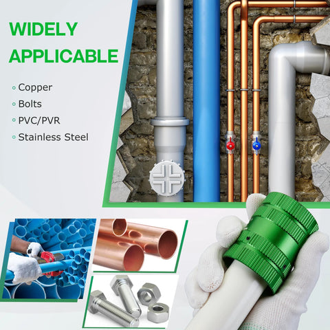 WISSCOOL green pipe reamer tool for deburring copper and PVC pipes, fits 1/4-1-5/8 in tubing