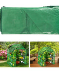 Walk-In Greenhouse With 57x61x80 Inch Footprint, 3 Tiers And 10 Shelves, Roll-Up Door And Observation Windows, green cover shown