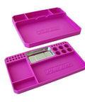 Two Piece Flexible Silicone Tool Organizer Tray Set In Pink For Safe Slip Resistant Storage Grab And Go Magnetic Tray With Divided Compartments And A Larger Tray For Bigger Tools Or Parts