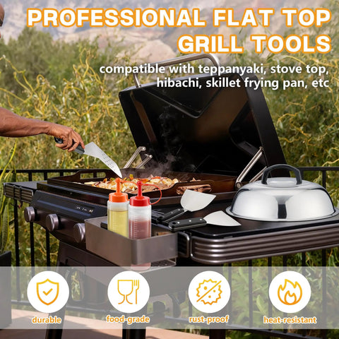 Griddle Accessories Kit 20 Piece Flat Top Grill Tools Set With Spatulas And Melting Dome For Camping Teppanyaki BBQ Outdoor Cooking