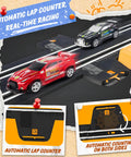Rad Slot Car Race Track Set With Four High Speed Cars Dual Control System Hand Cranked And Electric Dual Lap Counter