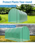 Walk In Greenhouse For Outdoor Use Heavy Duty Galvanized Steel Hoop House With PE Cover 8 Windows And Roll Up Door Outdoor Plant Tunnel in a garden