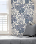 Navy Floral Peel And Stick Wallpaper From Secret Garden Pattern Safe For Walls No Mess Residue Free And Easily Removable Repositionable