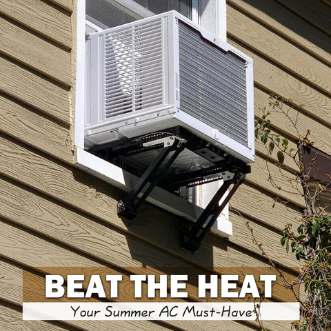 No Drill Window AC Bracket Easy Install In Minutes Heavy Duty Window Air Conditioner Mount With Anti Slip Feet Adjustable Range Strong Support Legs And Beams Handles Up To 300 Lbs