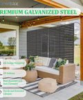 Outdoor seating area with Six Foot Outdoor Metal Privacy Screen Freestanding Privacy Fence Room Divider For Patio Garden Balcony.
