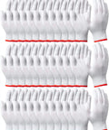 Killer Grip Tough White Cotton Liner Gloves Twenty Four Pair displayed in rows, featuring a snug design with red trim, ideal for heavy-duty use.