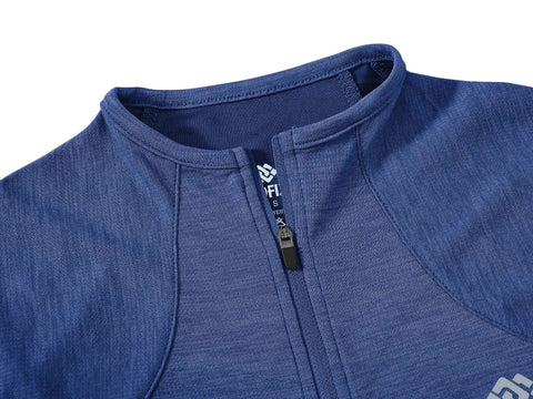 Close-up of blue Womens Full Zip Outdoor Shirt With Long Sleeves UPF 50 Plus Sun Protection Quick Dry Fabric Lightweight Fishing Jacket