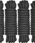 Four black Half Inch Boat Dock Lines Fifteen Foot Nylon Rope With Twelve Inch Loop Double Braided Marine Grade for mooring.