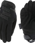 Tough As Nails Pursuit D5 Women's Tactical Gloves For Police And Military, Cut Resistant Armortex With EN 388 Level D And ANSI A5 Blade Protection, Touchscreen Friendly, Machine Washable, All Black, Small shown front and back view.