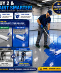 Person using Spiked Roller Kit For Self Leveling Compound And Epoxy Floors, 9 Inch Roller in blue epoxy application