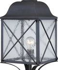 Wingate One Light Post Mount Lantern For Outdoor Porch And Patio, 100 Watt A19, Clear Seeded Glass, Textured Black Finish
