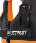 Close-up of LRE Helmsman Neoprene CGA Vest Black Orange 2XL 3XL with YKK zipper, Flex Lite neoprene, and internal dual buckle design.