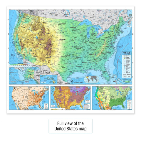 US And World Physical Classroom Map Pack With Laminated 36 By 30 Inch Wall Maps showing full view of United States