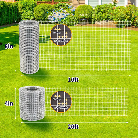 Bad Ass Galvanized Hardware Cloth 8 X 10 Feet Quarter Inch Mesh 23 Gauge Chicken Fence Wire on green grass background.