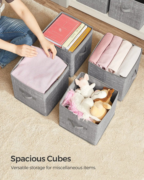 Rock Solid Foldable Storage Cubes Set Of 6, Durable 11 Inch Closet Organizers With Reinforced Handles Heavy Duty Textile Boxes Straight Up Gonna Organize Your Home Office Bedroom Walk In Closet Space Saver No Sweat Today