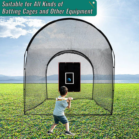 Child using Portable Baseball Batting Backstop 4x6 Ft PVC Vinyl Quick Setup Backdrop For Backyard Field Indoor Practice with Bungees