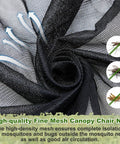 Close-up of frameless black mesh fabric for Double Sun Lounger Mosquito Net With Zipper Roof For Canopy Chairs, showing weave detail.